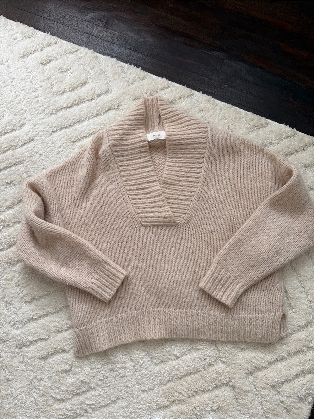 XiRENA V-Neck Shawl Collar Sweater - Beige